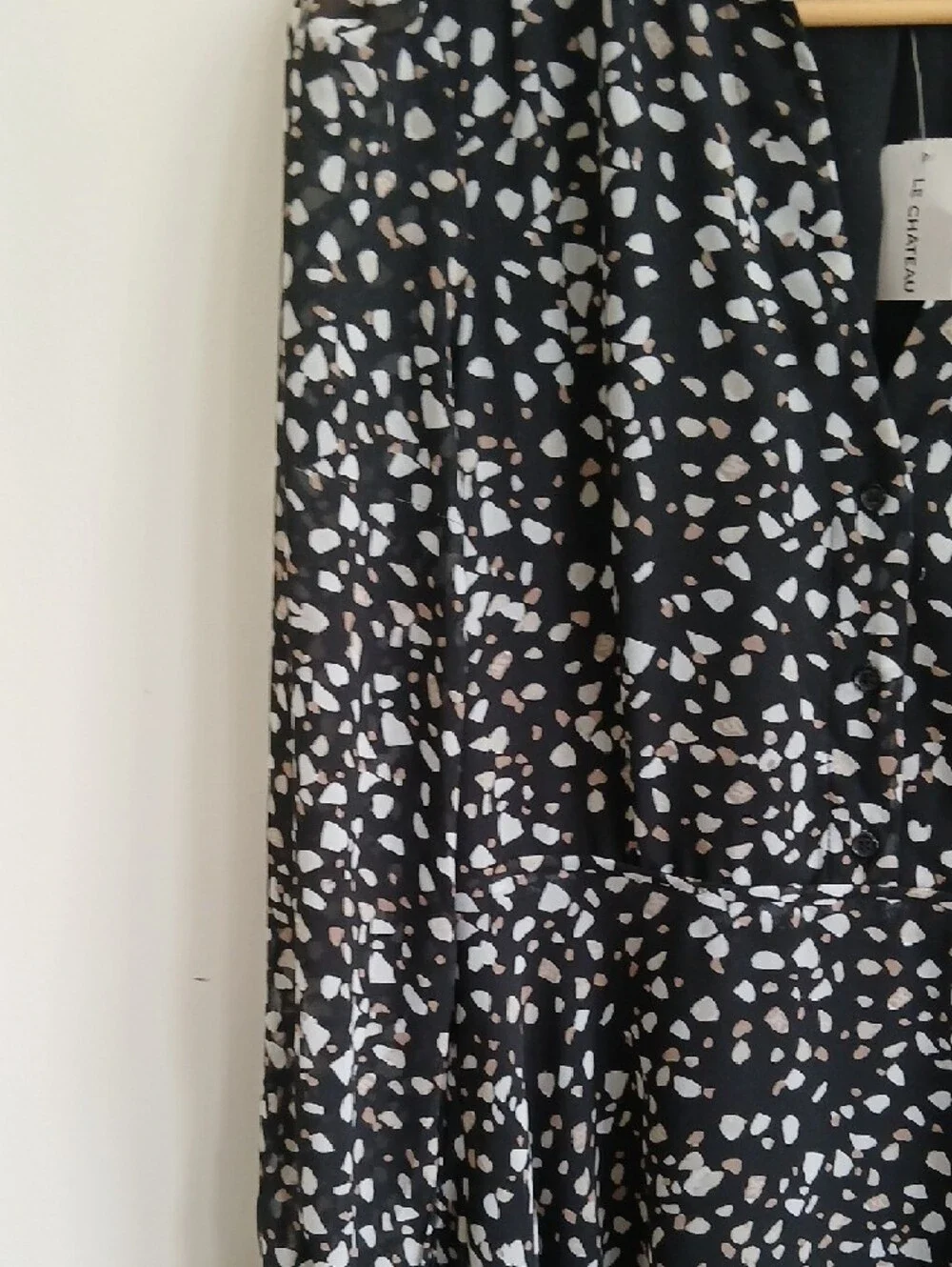 le chateau Black Printed V-Neck Long Sleeve Dress - Picture 6 of 10